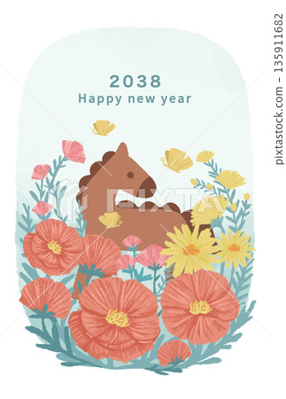 2038新年賀卡模板 135911682