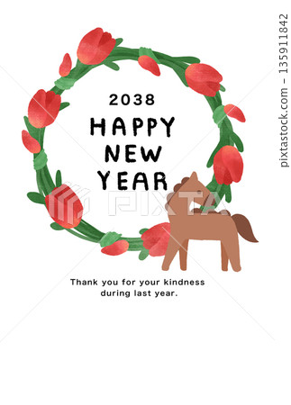 2038新年賀卡模板 135911842