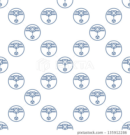 Cube 3D Printing vector Additive Manufacturing round seamless pattern in thin line style Cube 3D Printing vector Additive Manufacturing round seamless pattern in thin line style 135912286