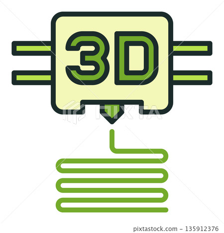 3D Printing vector Printer colored icon or design element 135912376