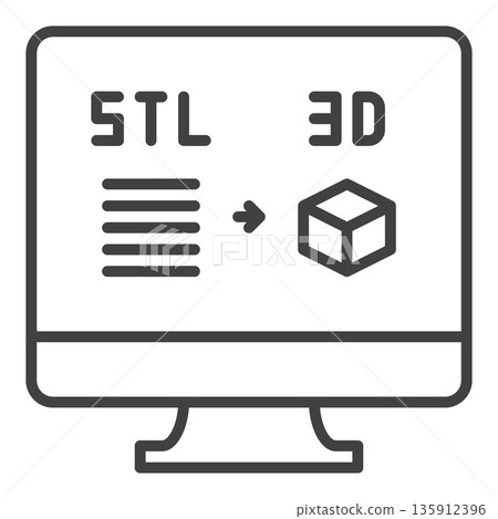 Computer Screen with STL and Cube vector Additive Manufacturing Technology icon or symbol in outline style Computer Screen with STL and Cube vector Additive Manufacturing Technology icon or symbol in outline style 135912396