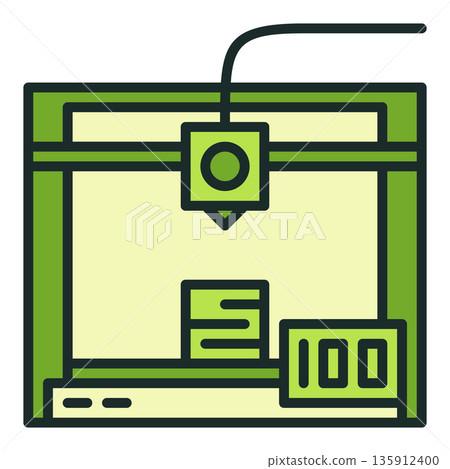 Green 3D Printer vector Additive Manufacturing colored icon or symbol Green 3D Printer vector Additive Manufacturing colored icon or symbol 135912400