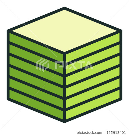Green Cube Printed on 3d printer vector Additive Manufacturing colored icon or design element Green Cube Printed on 3d printer vector Additive Manufacturing colored icon or design element 135912401