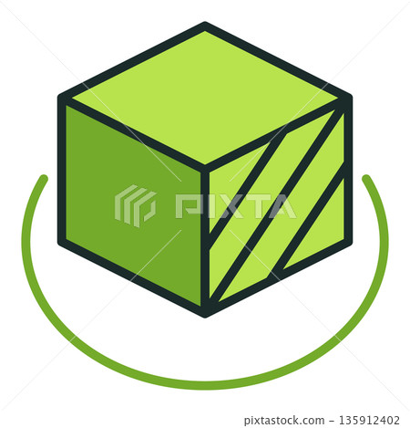 Green Cube vector 3D Printing Technology colored icon or design element Green Cube vector 3D Printing Technology colored icon or design element 135912402