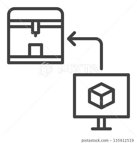 Computer with 3D Printer vector Printing Technology linear icon or symbol Computer with 3D Printer vector Printing Technology linear icon or symbol 135912519
