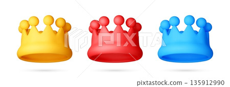 Set of 3D stock vector crowns icon Set of 3D stock vector crowns icon 135912990