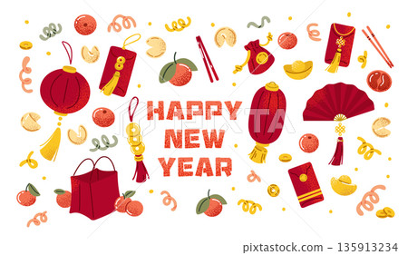 Lunar New Year Festive Objects 135913234