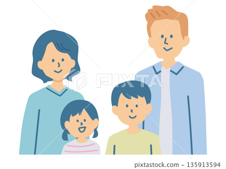 Illustration of 4 people family Illustration of 4 people family 135913594