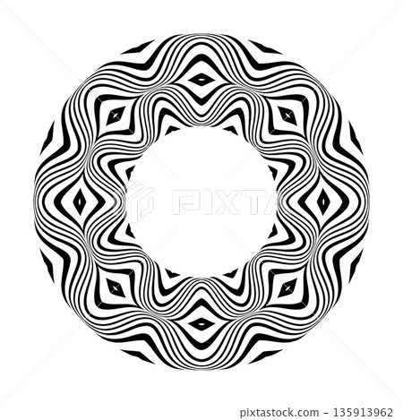 Abstract Wavy Lines Circle Pattern. 135913962