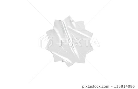 Blank white sharp round adhesive crumpled tape png, transparent background, 3d rendering. Empty scotch grunge supply for repair mock up, cut out. Clear sticky attached insulating tag template. 135914096