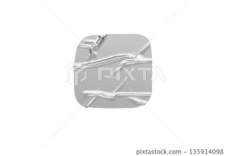 Blank white square adhesive crumpled tape mockup png, transparent background, 3d rendering. Empty sticking piece label mock up, cut out. Clear wrinkly attached glue material for grunge tool template. 135914098
