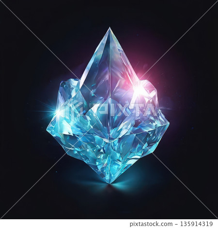 an AI Image Generator, Colorful Geometric Crystal with Multicolor Reflections Isolated 135914319