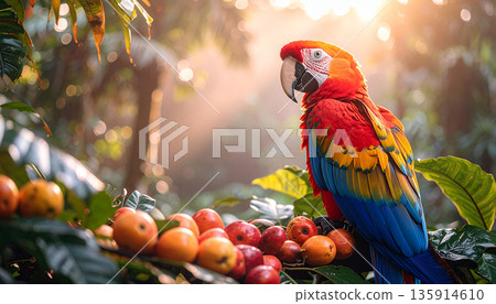 Macaw in Amazon Canopy. Nature Concept. Generated Image 135914610