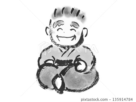 Japanese-style illustration of a Japanese folktale-style grandfather written in brush strokes Japanese-style illustration of a Japanese folktale-style grandfather written in brush strokes 135914784