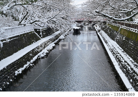 大垣船町港（岐阜縣大垣市）的雪景 135914869