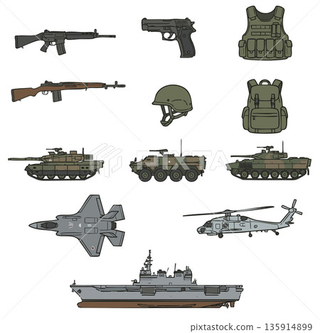 國防軍需品,例如坦克、戰鬥機和驅逐艦 國防軍需品,例如坦克、戰鬥機和驅逐艦 135914899