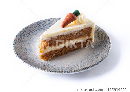 Carrot cake slice with cream cheese frosting Carrot cake slice with cream cheese frosting 135914921