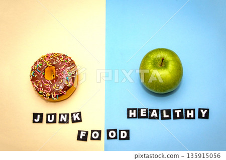 Junk and healthy food comparison 135915056