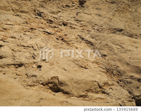 Dry Earth Texture - Stone and Sand Art - Artwork Found on the Coast - Copy Space of the Sea and Coast 135915689