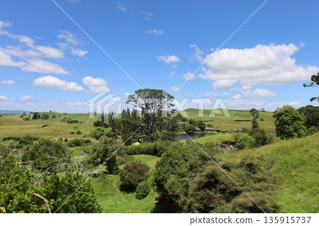 View of Hobbiton from Bilbo and Frodo's house [Matamata, New Zealand] 135915737