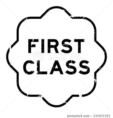Grunge black first class word rubber seal stamp on white background Grunge black first class word rubber seal stamp on white background 135915761