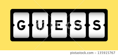 Black color in word guess on slot banner with yellow color background Black color in word guess on slot banner with yellow color background 135915767