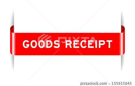 Red color inserted label banner with word goods receipt on white background 135915845