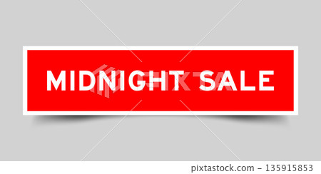 Red color square shape sticker label with word midnight sale on gray background Red color square shape sticker label with word midnight sale on gray background 135915853