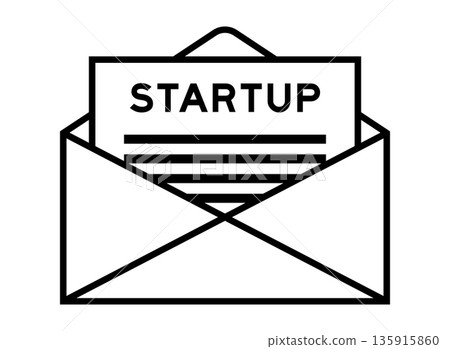 Envelope and letter sign with word startup as the headline Envelope and letter sign with word startup as the headline 135915860