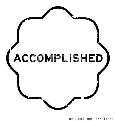Grunge black accomplished word square rubber seal stamp on white background 135915868