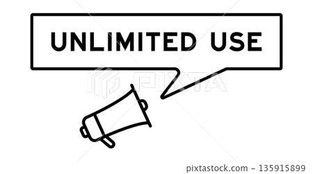 Megaphone icon with speech bubble in word unlimited use on white background Megaphone icon with speech bubble in word unlimited use on white background 135915899