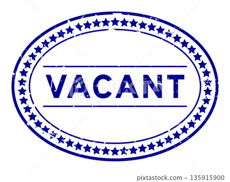 Grunge blue vacant word oval rubber seal stamp on white background Grunge blue vacant word oval rubber seal stamp on white background 135915900