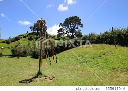 The square where Bilbo's birthday party was held and the Party Tree [Matamata, New Zealand] 135915944
