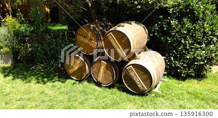 A barrel on the grounds of the Green Dragon in Hobbiton [Matamata, New Zealand] 135916300