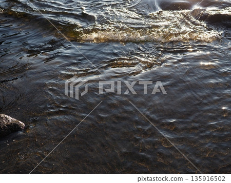 Art on the surface of water. A miracle in every moment. Copy space. Texture. Art woven by nature. 135916502