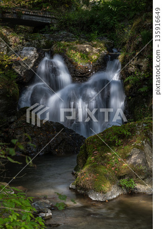 A small waterfall in Kanba Falls Natural Park in Maniwa City, Okayama Prefecture, Japan A small waterfall in Kanba Falls Natural Park in Maniwa City, Okayama Prefecture, Japan 135916649