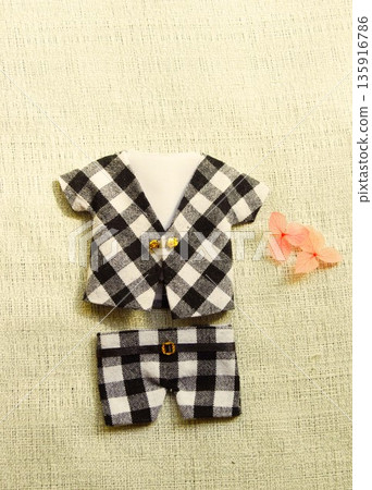 Plush clothes black and white checkered set 4 Plush clothes black and white checkered set 4 135916786