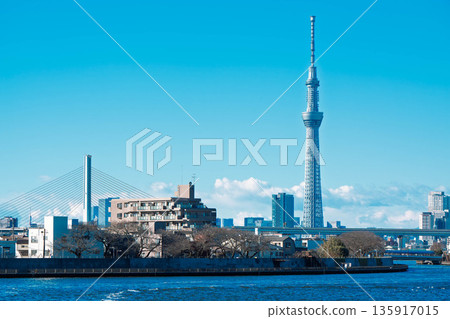 Nakagawa River, Harp Bridge and Skytree Nakagawa River, Harp Bridge and Skytree 135917015
