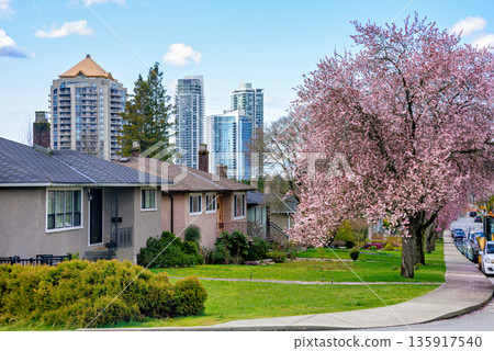 Residential district on early spring time in Vancouver, BC Residential district on early spring time in Vancouver, BC 135917540