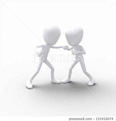 兩個男人搏鬥的黏土模型 135918074