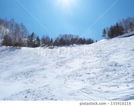 滑雪勝地在一個晴天 135918118