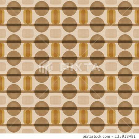 Abstract mid-century geometrical background, retro style seamless pattern in beige and black tones Abstract mid-century geometrical background, retro style seamless pattern in beige and black tones 135918481