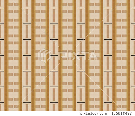 Abstract mid-century geometrical background, retro style seamless pattern in beige and black tones 135918488