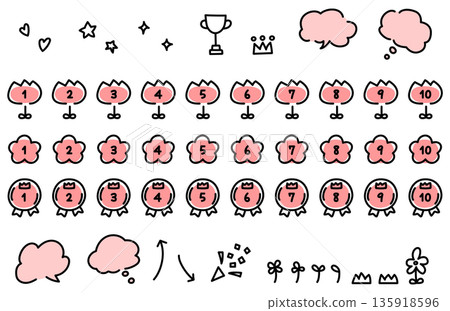 Cute spring ranking materials of flowers and medals Cute spring ranking materials of flowers and medals 135918596