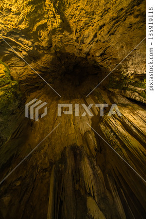 Stalactites in Ikura Cave, Ikura, Niimi City, Okayama Prefecture, Japan Stalactites in Ikura Cave, Ikura, Niimi City, Okayama Prefecture, Japan 135919118