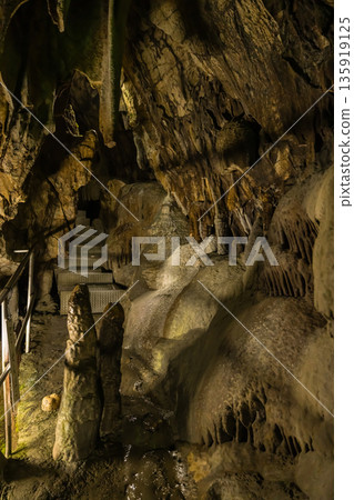 Stalactites in Ikura Cave, Ikura, Niimi City, Okayama Prefecture, Japan 135919125
