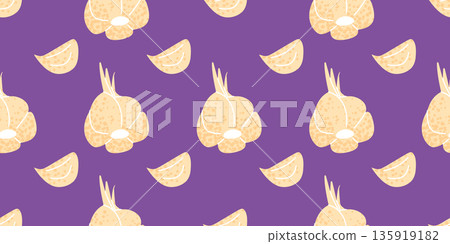 Seamless Pattern of Whole and Garlic 135919182