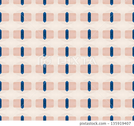 Abstract mid-century geometrical background, retro style seamless pattern in blue and soft pink tones Abstract mid-century geometrical background, retro style seamless pattern in blue and soft pink tones 135919407