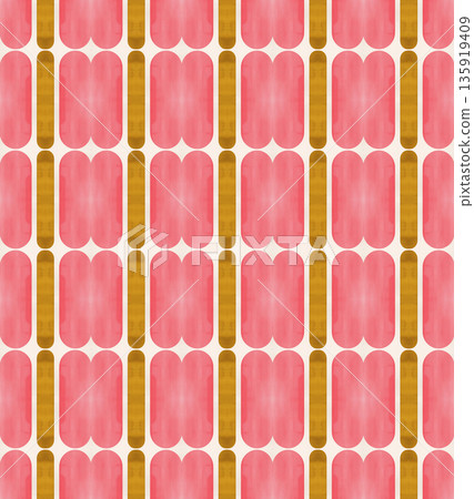 Abstract mid-century geometrical background, retro style seamless pattern in beige and black tones 135919409