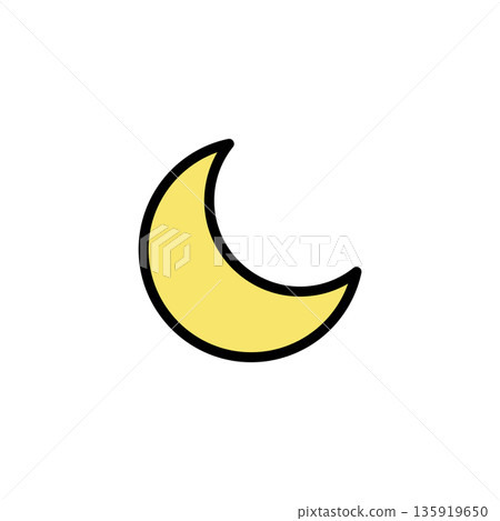簡單的彩色天氣圖標，夜空和月亮 135919650